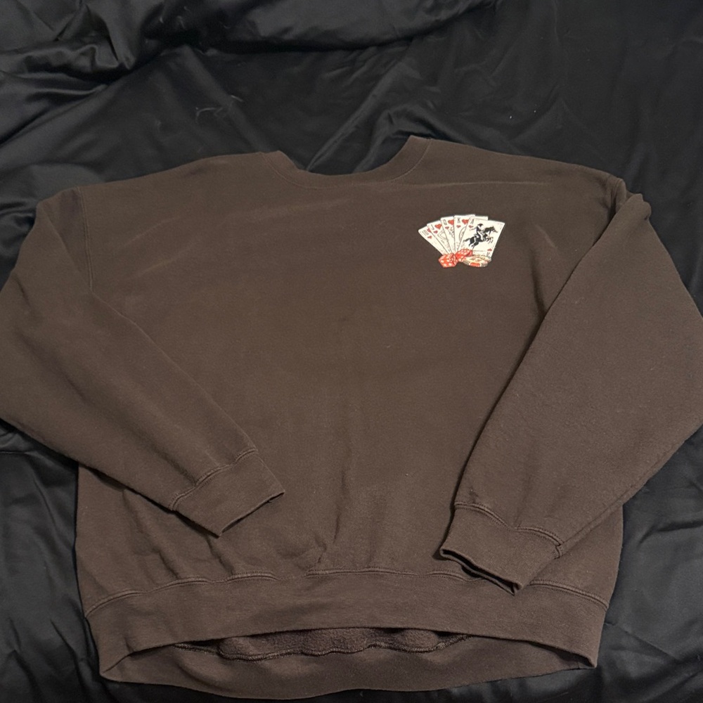 Brown women’s  Sweater with Playing Card Design